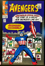 Load image into Gallery viewer, Avengers #16 Captain America12x16 FRAMED Art Poster Print by Jack Kirby, 1965 Marvel Comics