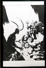 Load image into Gallery viewer, Avengers by Mike Mignola 11x17 FRAMED Original Art Poster Marvel Comics