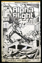Load image into Gallery viewer, Alpha Flight #68 by Jim Lee 11x17 FRAMED Original Art Poster Marvel Comics