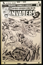 Load image into Gallery viewer, Invaders #1 WWII by John Romita 11x17 FRAMED Original Art Poster Marvel Comics