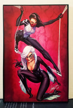Load image into Gallery viewer, Black Cat & Silk by J. Scott Campbell 8x12 FRAMED Marvel Comic Art Piece