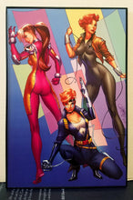 Load image into Gallery viewer, Dazzler Black Widow Rogue J. Scott Campbell 8x12 FRAMED Marvel Art Piece