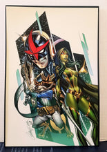 Load image into Gallery viewer, Nova, Gamora & Rocket Raccoon by J. Scott Campbell 8x12 FRAMED Marvel Art Piece