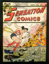 Load image into Gallery viewer, Sensation Comics #35 Wonder Woman 9x12 FRAMED Art Print, Vintage 1944 DC Comics