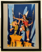 Load image into Gallery viewer, Wonder Woman & Elmer Fudd by Terry Dodson 11x14 FRAMED DC Comics Art Print Poster
