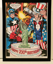 Load image into Gallery viewer, Captain America Bicentennial by Jack Kirby 9x12 FRAMED Marvel Comics Vintage Art Print Poster