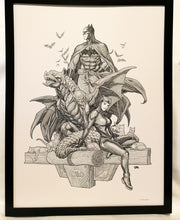 Load image into Gallery viewer, Batman & Catwoman B&W by Frank Cho FRAMED 12x16 Art Print DC Comics Poster