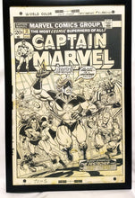 Load image into Gallery viewer, Captain Marvel #31 w/ Avengers by Jim Starlin 11x17 FRAMED Original Art Poster Comics