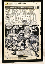 Load image into Gallery viewer, Captain Marvel #25 vs. Hulk by Jim Starlin 11x17 FRAMED Original Art Poster Comics