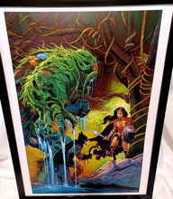 Load image into Gallery viewer, Swamp Thing Wonder Woman by John Romita Jr FRAMED 12x16 Art Print DC Comics Poster