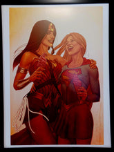 Load image into Gallery viewer, Wonder Woman & Supergirl by Jenny Frison FRAMED 12x16 Art Print DC Comics Poster