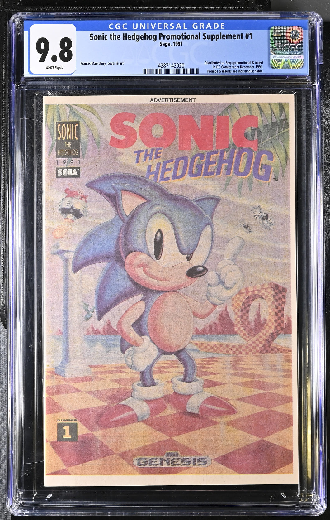 Sonic the Hedgehog Promotional CGC 9.8 (1991, Sega) - 1st appearance WHITE PAGES