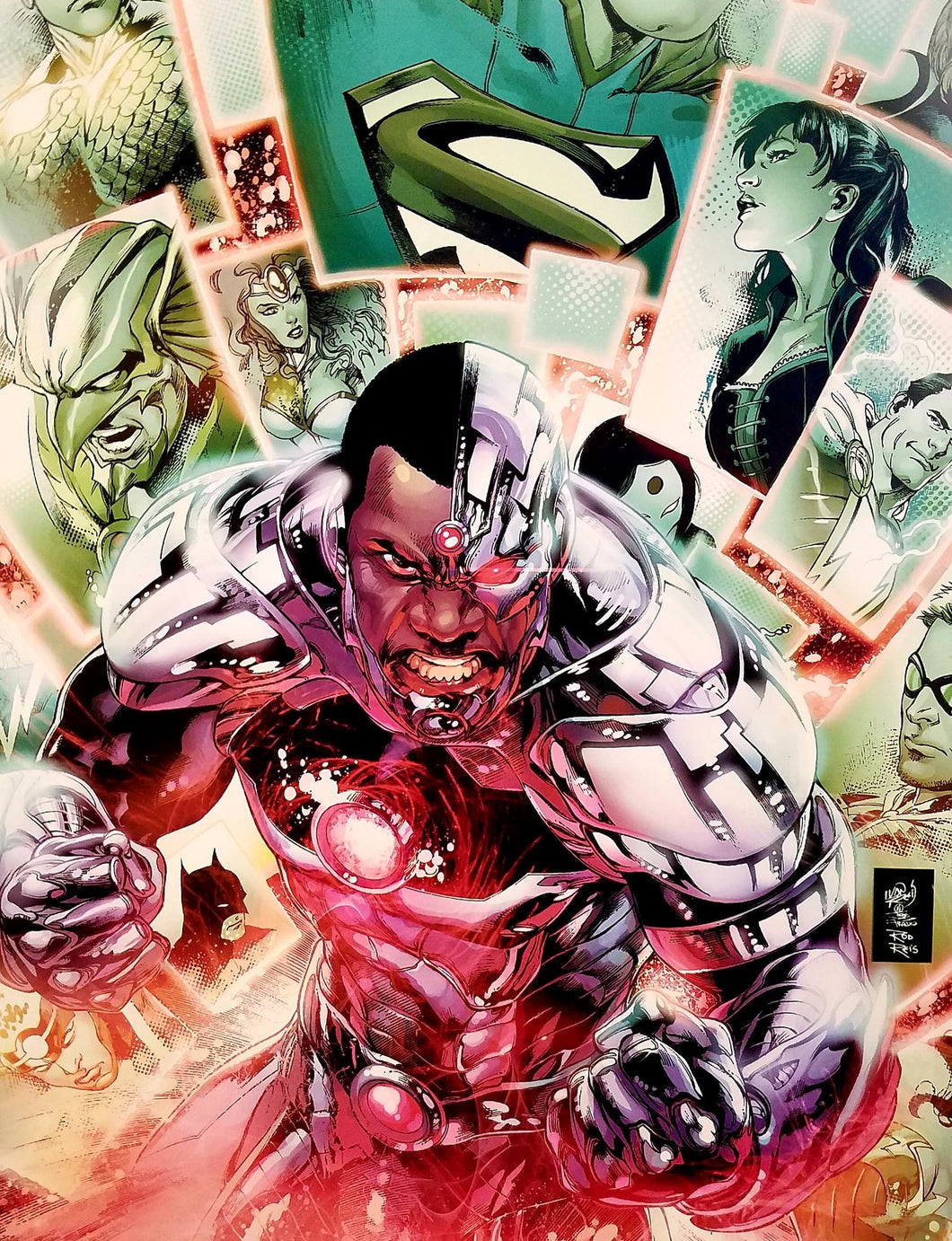 Cyborg Justice League JLA 12x16 FRAMED Art Print by Ivan Reis, New DC Comics