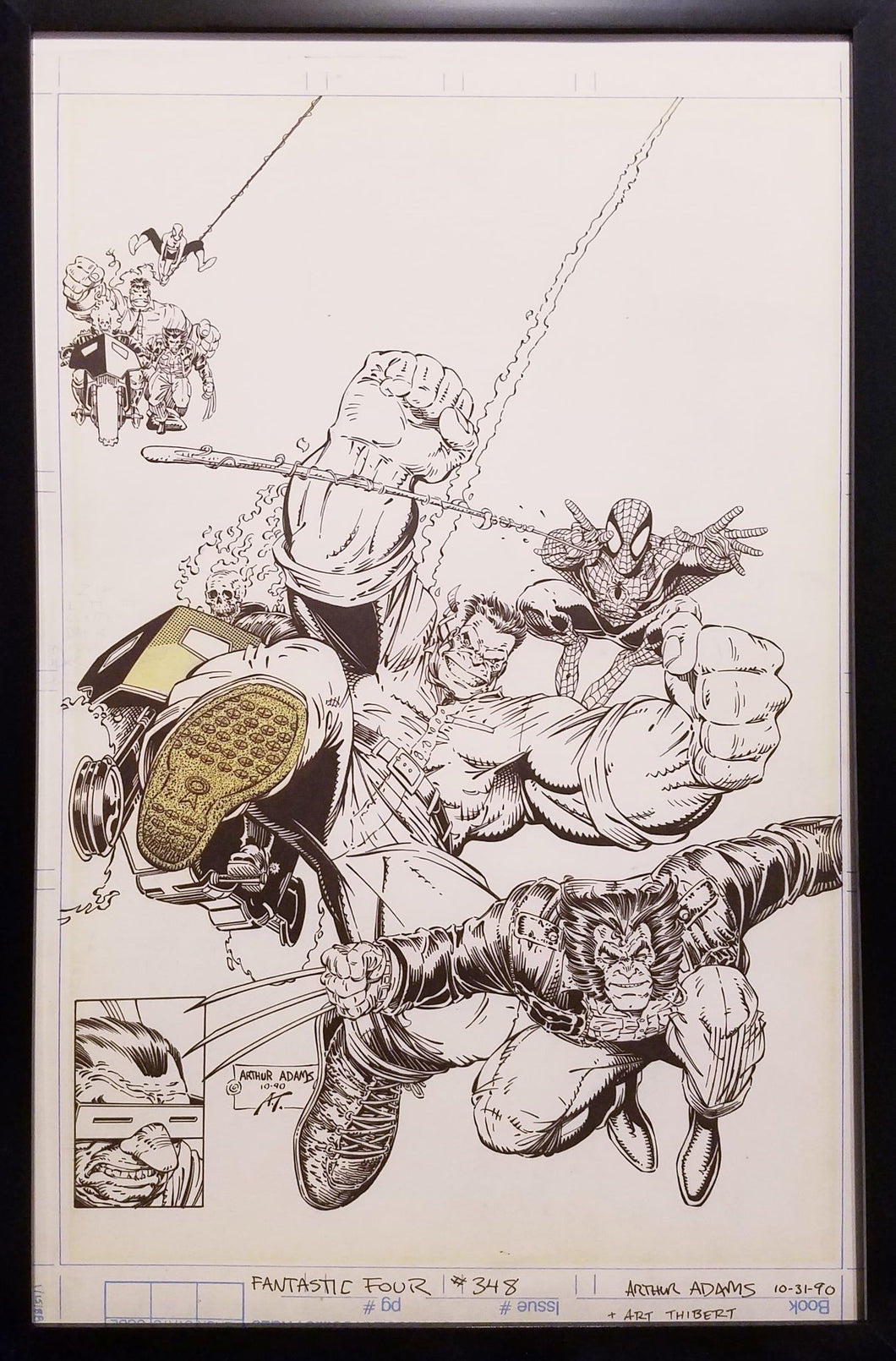 Fantastic Four #348 Hulk Wolverine Art Adams 11x17 FRAMED Original Art Poster Marvel Comics