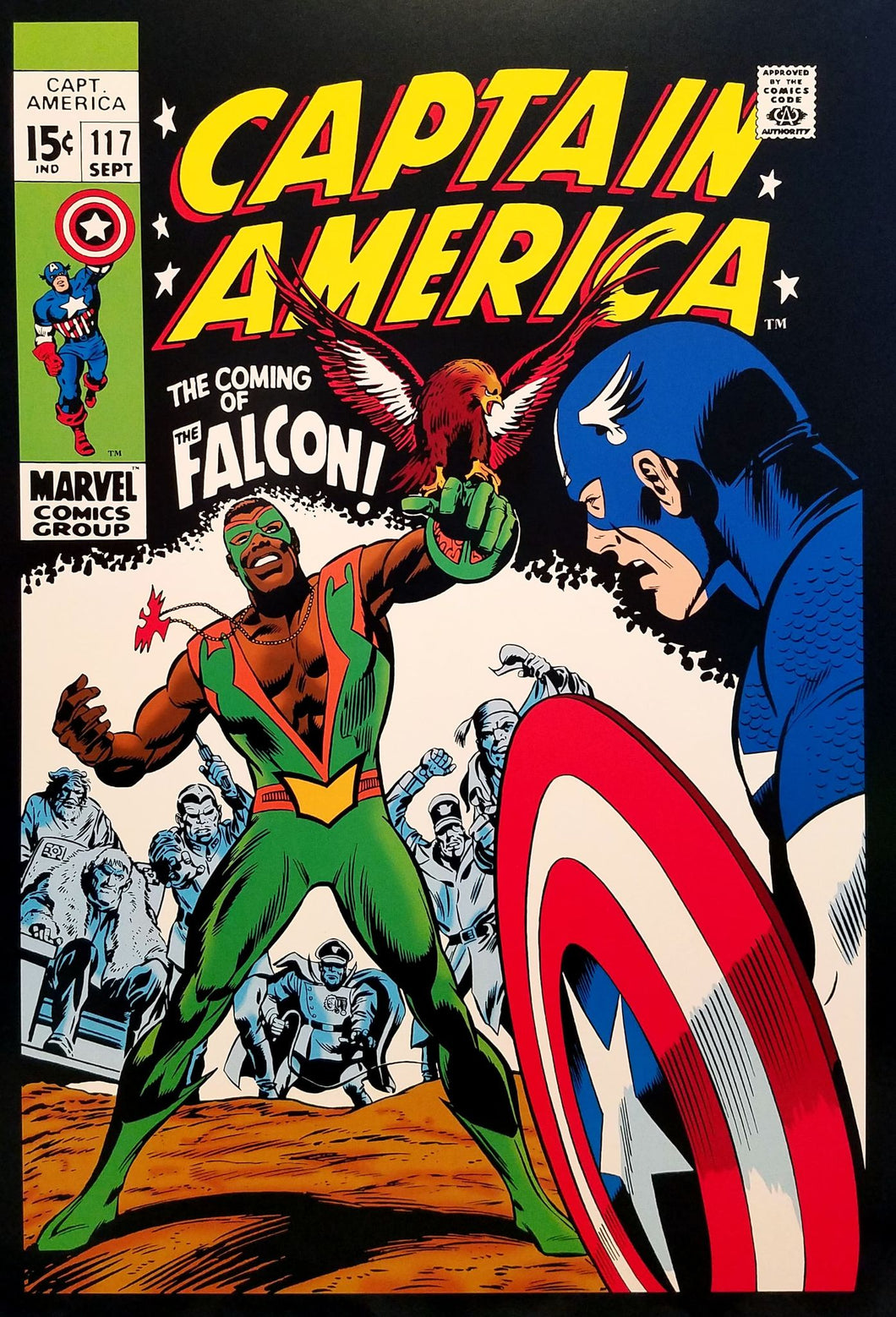 Captain America #117 12x16 FRAMED Art Print by Gene Colan (1st Falcon 1969), New Marvel Comics cardstock