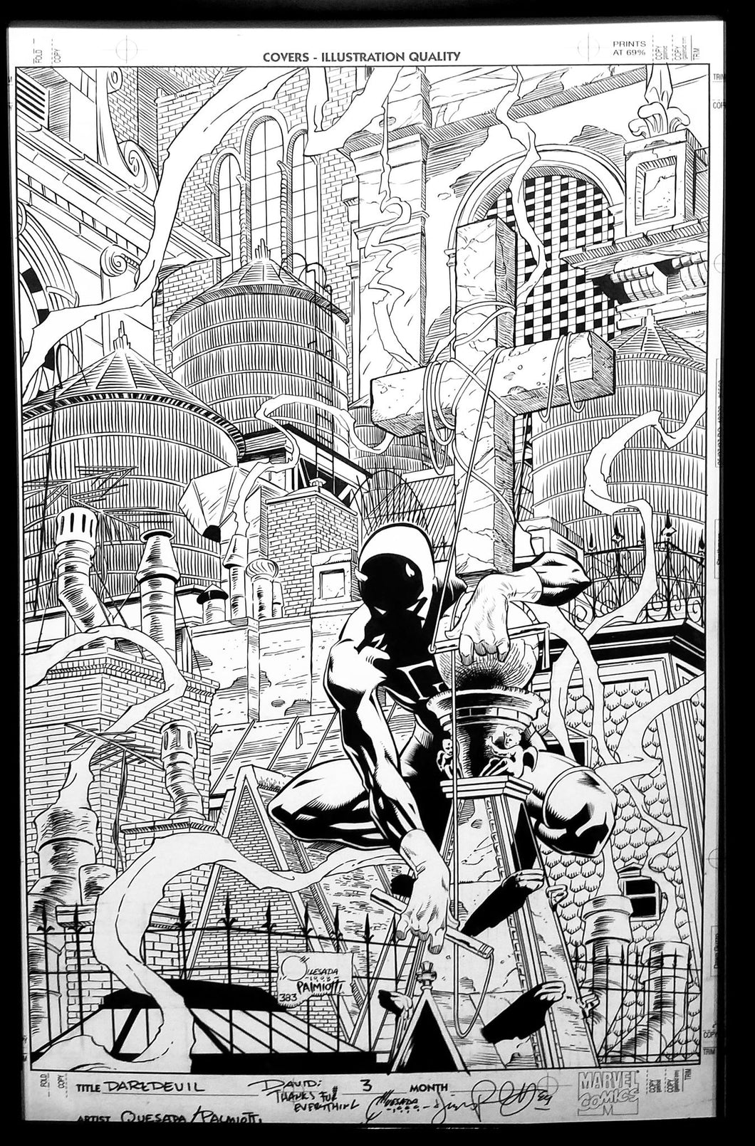 Daredevil #3 by Joe Quesada 11x17 FRAMED Original Art Poster Marvel Comics
