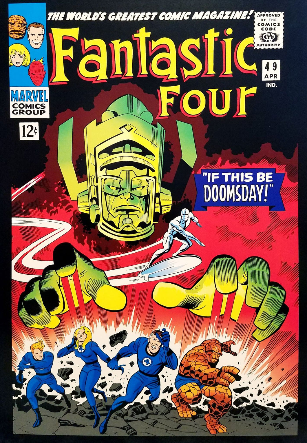 Fantastic Four #49 12x16 FRAMED Art Print by Jack Kirby (Galactus 1966), New Marvel Comics cardstock