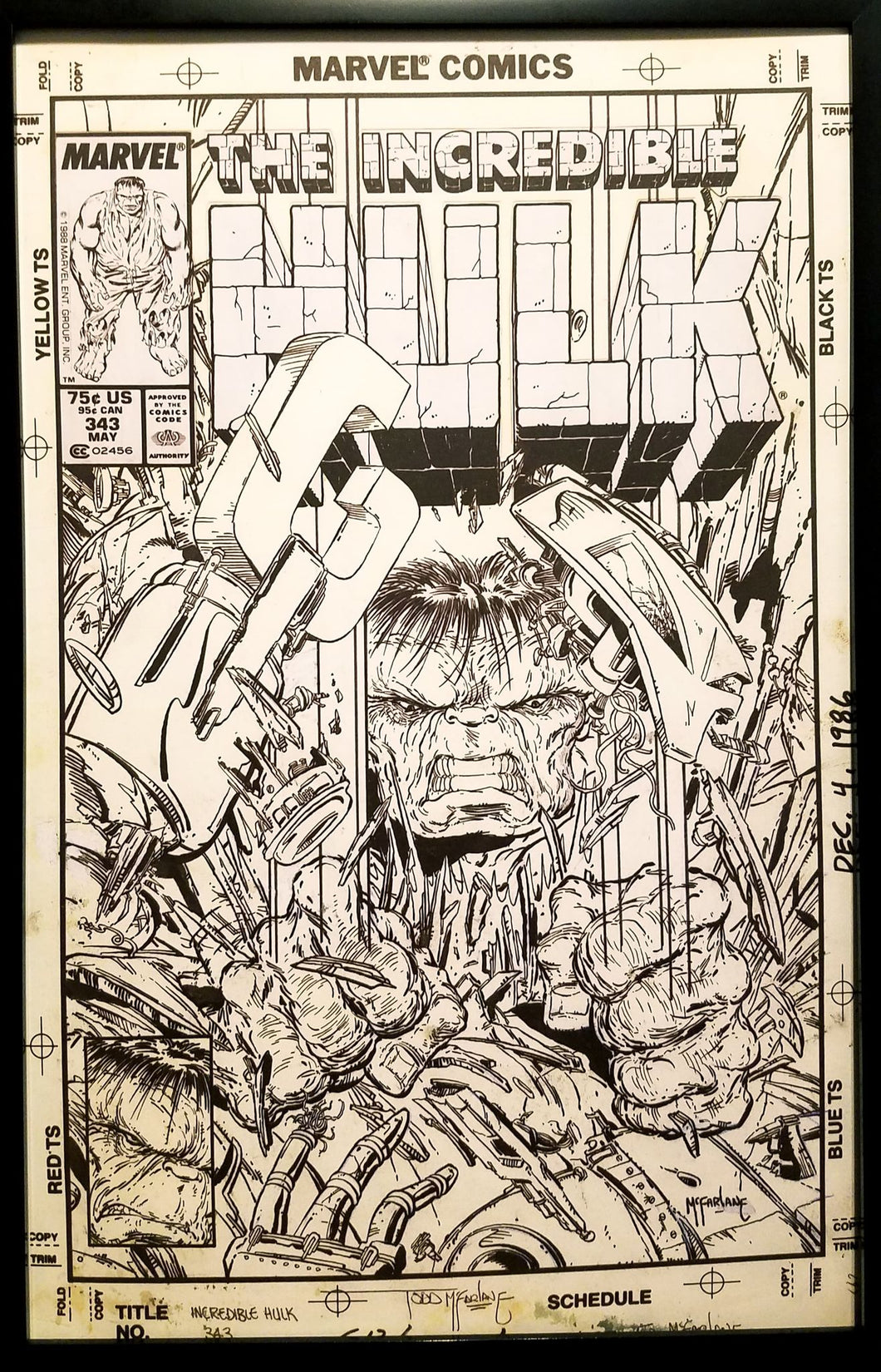 Incredible Hulk #343 Todd McFarlane 11x17 FRAMED Original Art Poster Marvel Comics