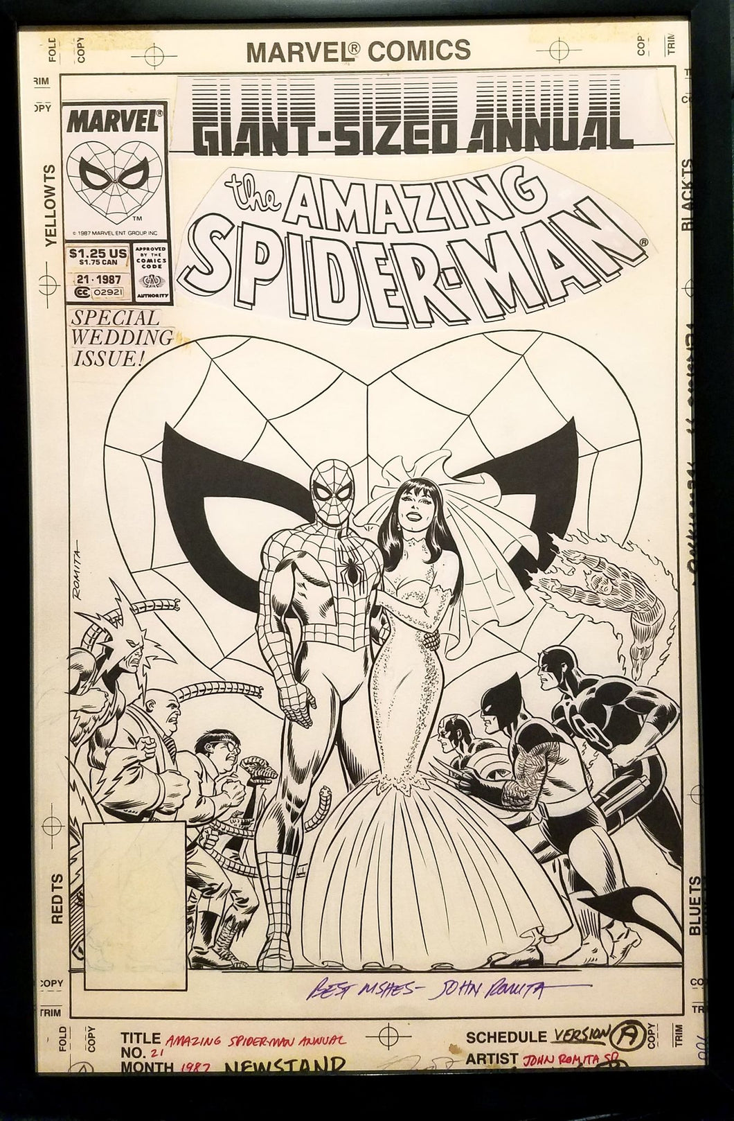 Amazing Spider-Man Wedding Annual #21 John Romita 11x17 FRAMED Original Art Poster Marvel Comics