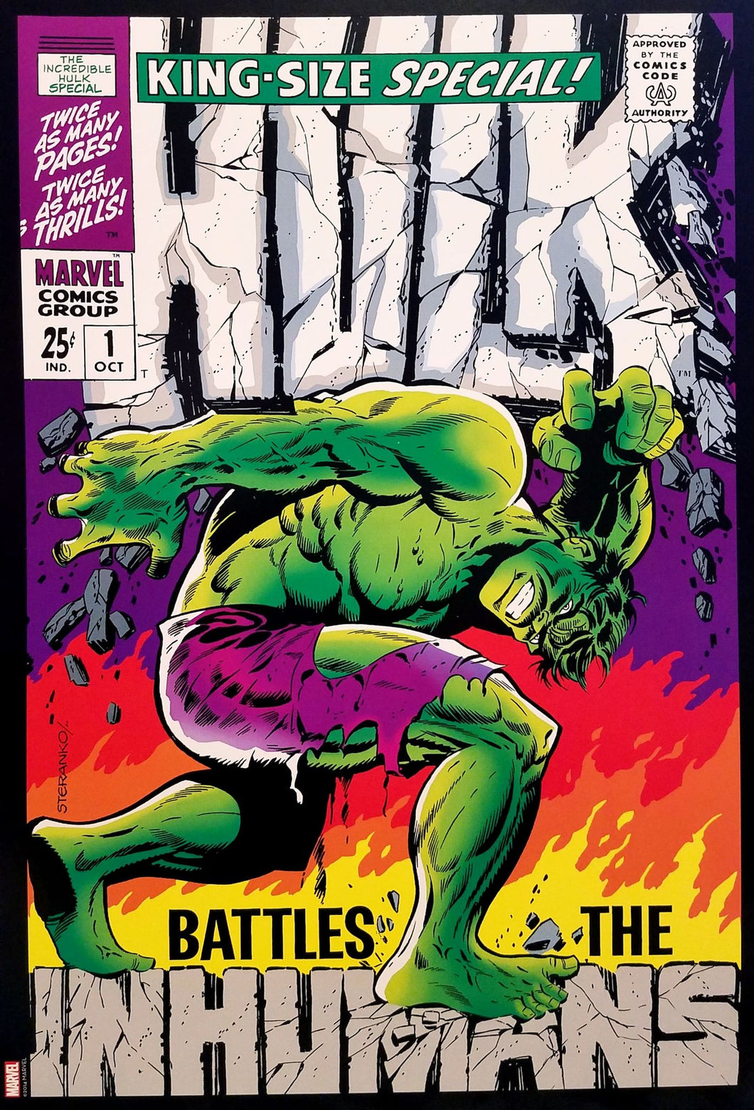 Incredible Hulk Annual #1 12x16 FRAMED Art Print by Jim Steranko, New Marvel Comics cardstock