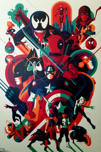 Modern Age of Marvel Comics by Tom Whalen MONDO 11x16 Art Poster Print Marvel Comics