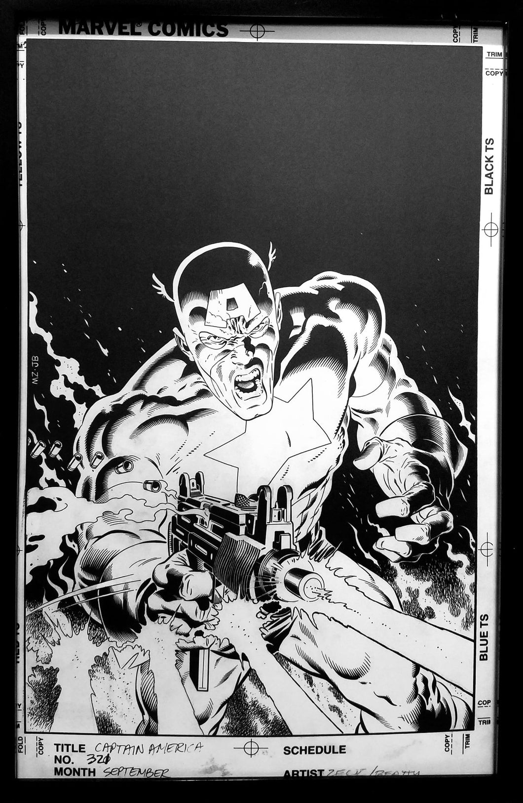 Captain America #321 by Mike Zeck 11x17 FRAMED Original Art Poster Marvel Comics