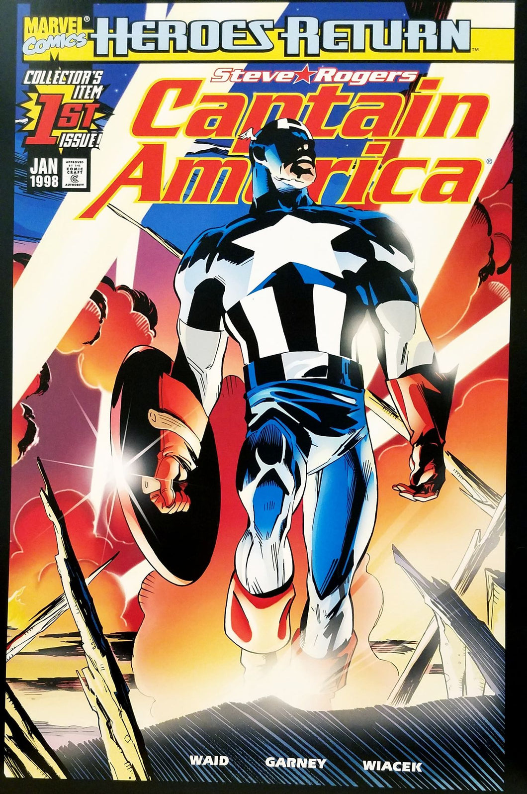 Captain America #1 12x16 FRAMED Art Poster Print by Ron Garney, Marvel Comics