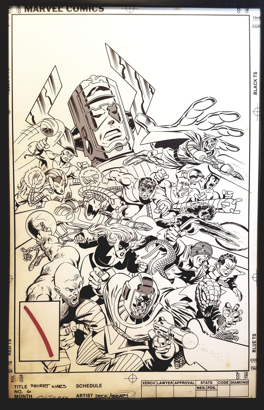 Secret Wars #6 Variant Cover Mike Zeck 11x17 FRAMED Original Art Poster Marvel Comics