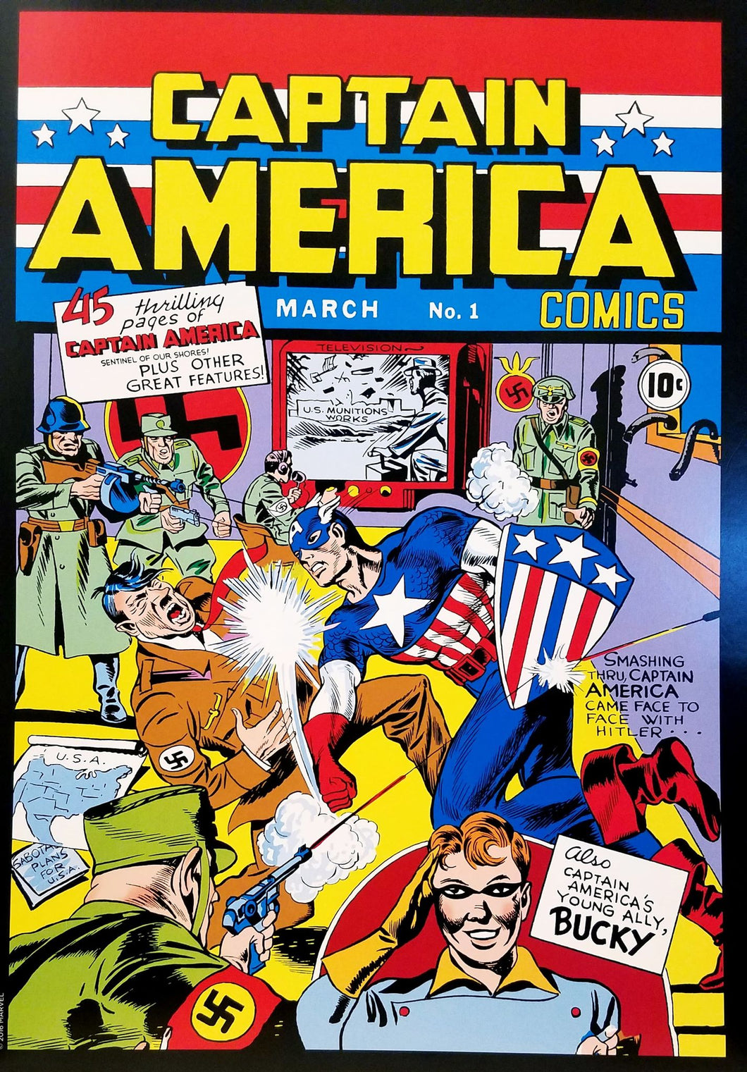 Captain America #1 Jack Kirby 12x16 FRAMED Art Poster Print 1941 Marvel Comics