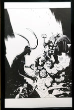 Load image into Gallery viewer, Avengers by Mike Mignola 11x17 FRAMED Original Art Poster Marvel Comics
