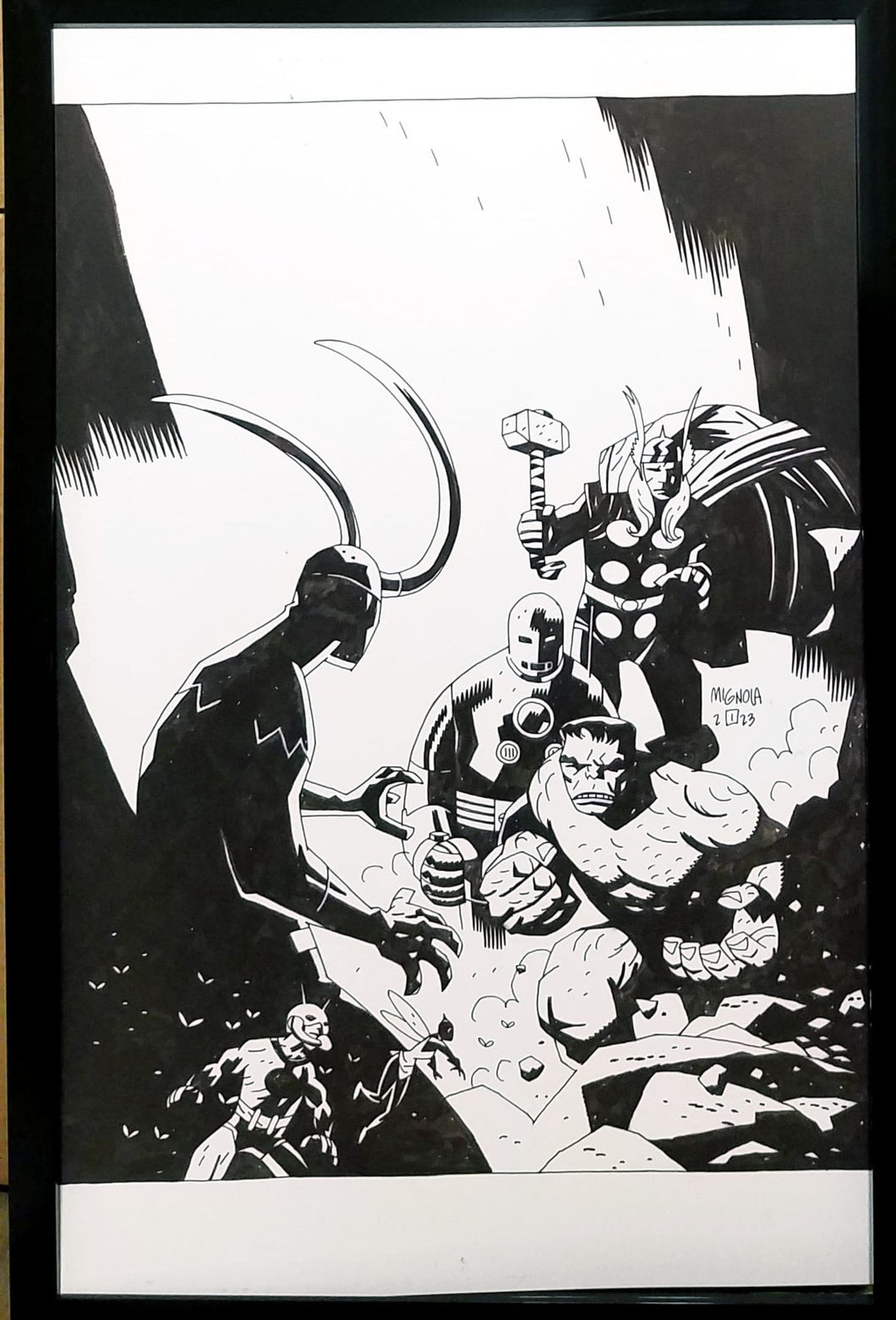 Avengers by Mike Mignola 11x17 FRAMED Original Art Poster Marvel Comics