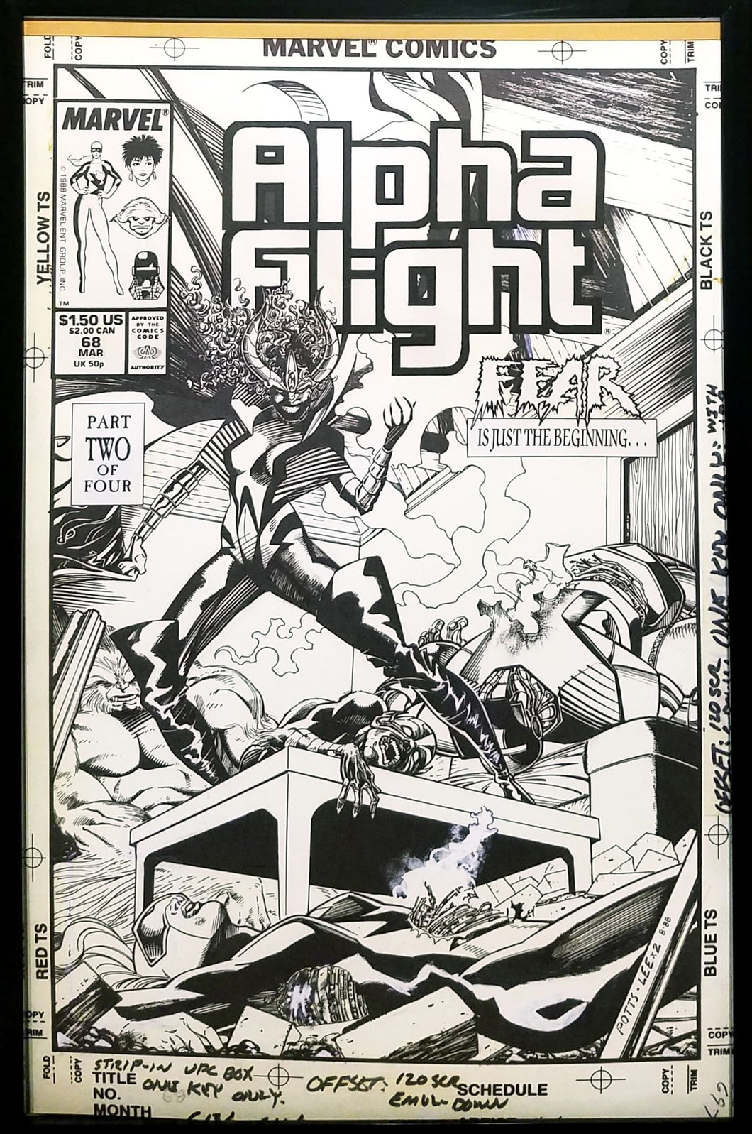 Alpha Flight #68 by Jim Lee 11x17 FRAMED Original Art Poster Marvel Comics