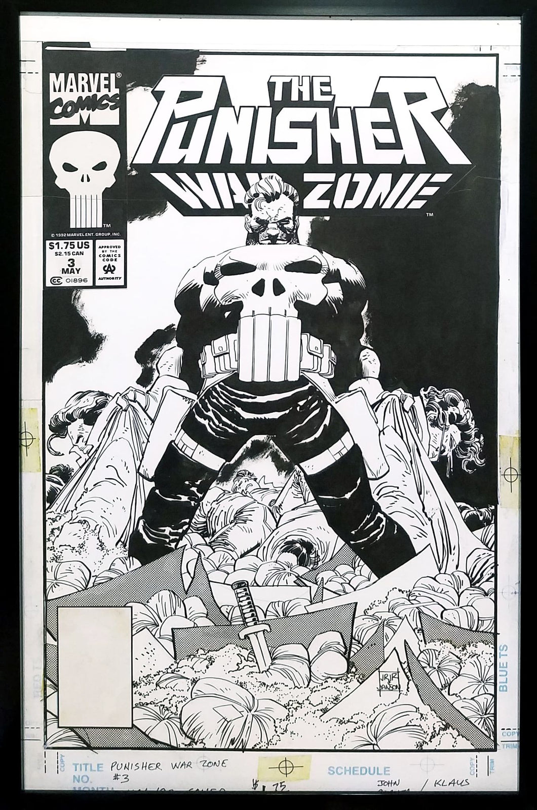 Punisher War Zone #3 John Romita Jr 11x17 FRAMED Original Art Poster Marvel Comics