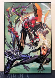 Spider-Man / Black Cat by J. Scott Campbell 8x12 FRAMED Marvel Art Piece