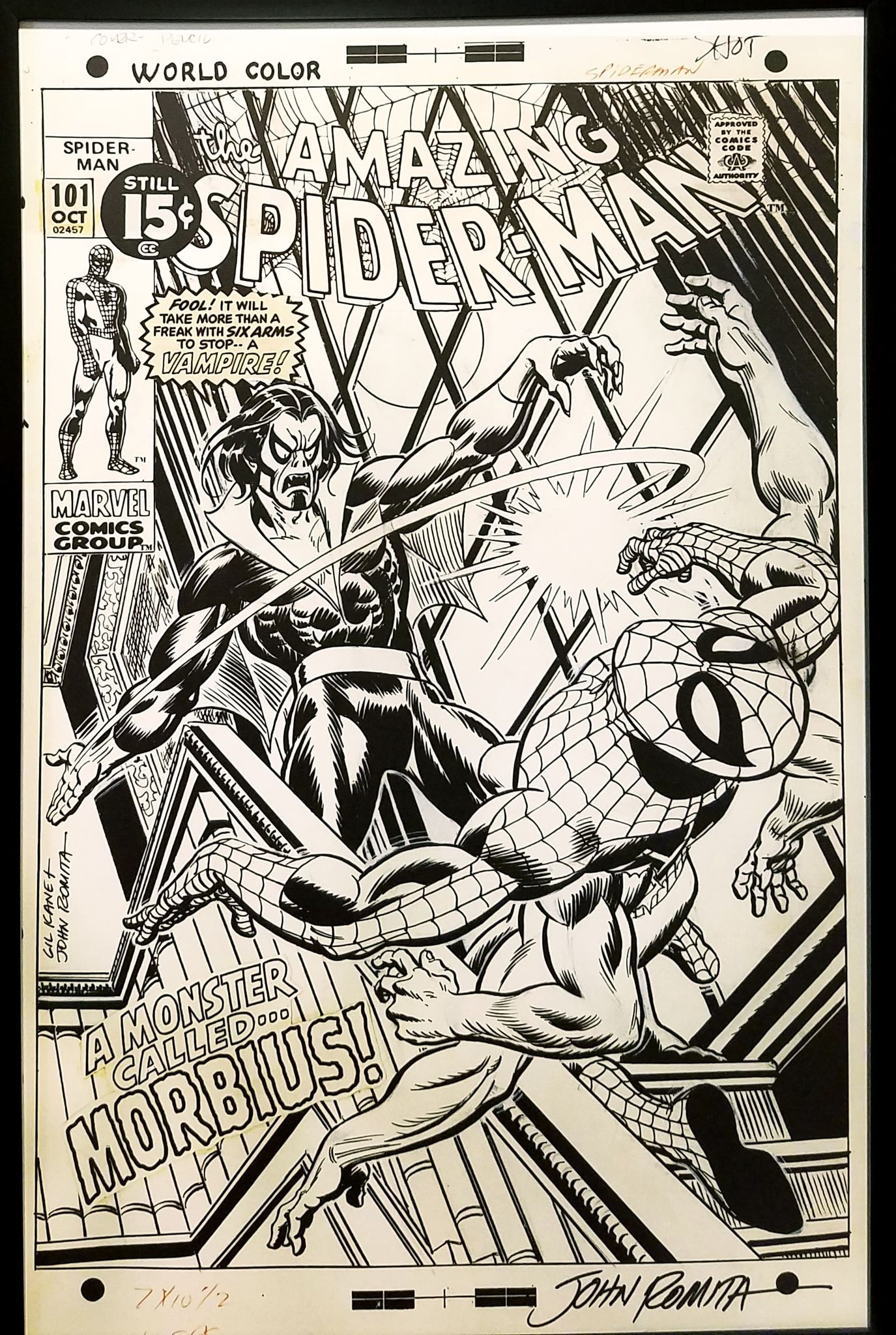 Amazing Spider-Man #101 by Gil Kane 11x17 FRAMED Original Art