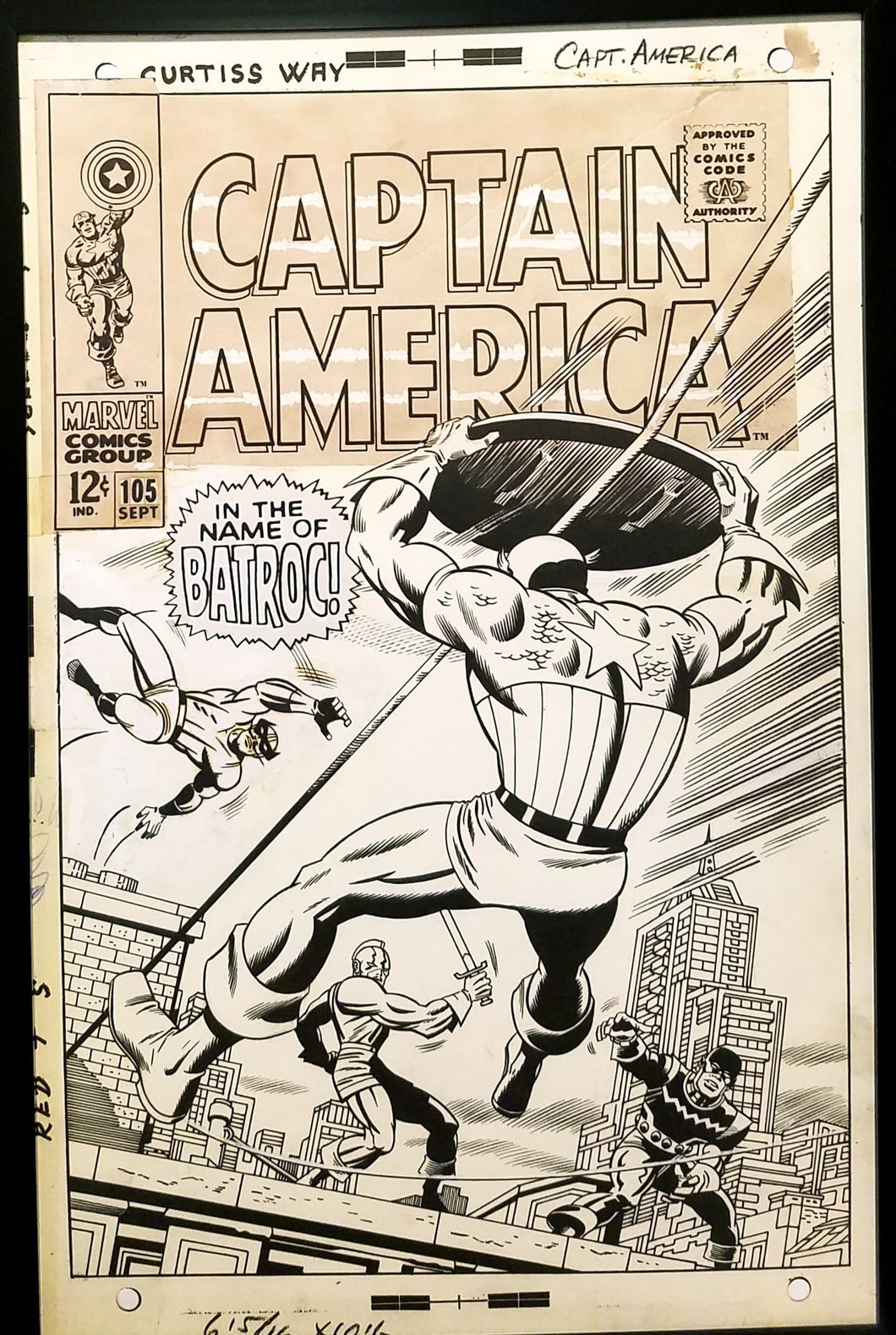 Captain America #105 by Jack Kirby 11x17 FRAMED Original Art Poster Marvel Comics