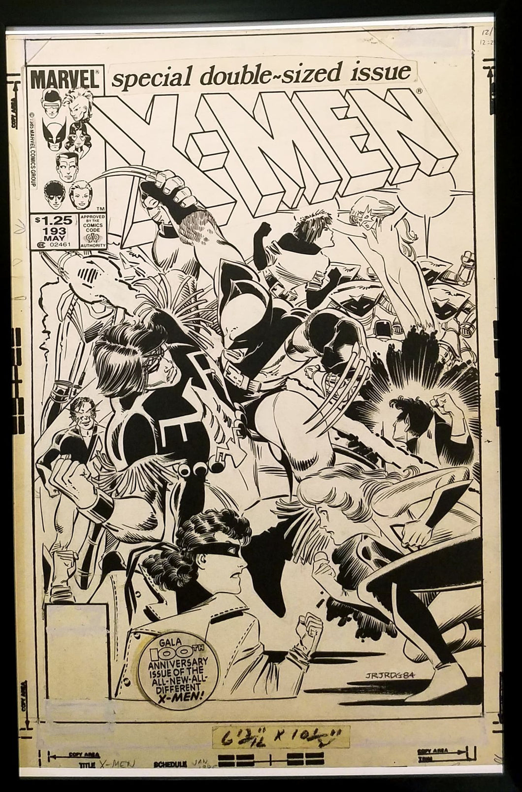 Uncanny X-Men #193 John Romita Jr. 11x17 FRAMED Original Art Poster Marvel Comics