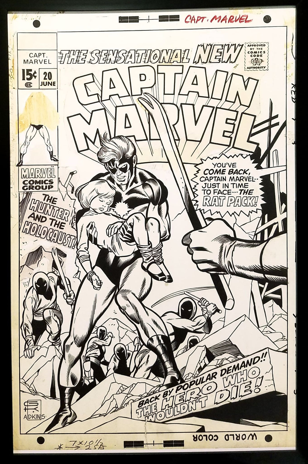 Captain Marvel #20 by Gil Kane 11x17 FRAMED Original Art Poster Marvel Comics