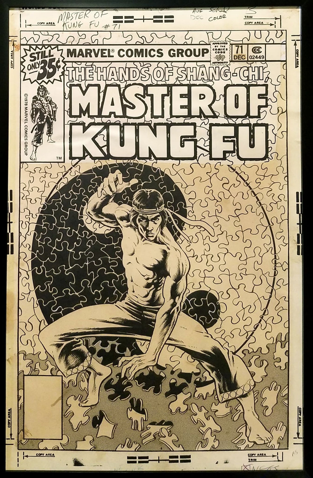 Shang Chi Master of Kung Fu #71 Mike Zeck 11x17 FRAMED Original Art Poster Marvel Comics