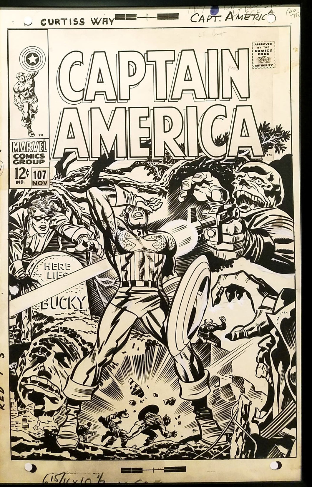 Captain America #107 by Jack Kirby 11x17 FRAMED Original Art Poster Marvel Comics