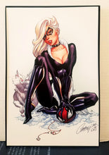 Load image into Gallery viewer, Black Cat by J. Scott Campbell 8x12 FRAMED Marvel Comic Art Piece
