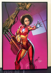 Riri Williams Ironheart Iron Man J. Scott Campbell 8x12 FRAMED Marvel Art Piece