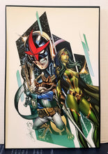Load image into Gallery viewer, Nova, Gamora &amp; Rocket Raccoon by J. Scott Campbell 8x12 FRAMED Marvel Art Piece
