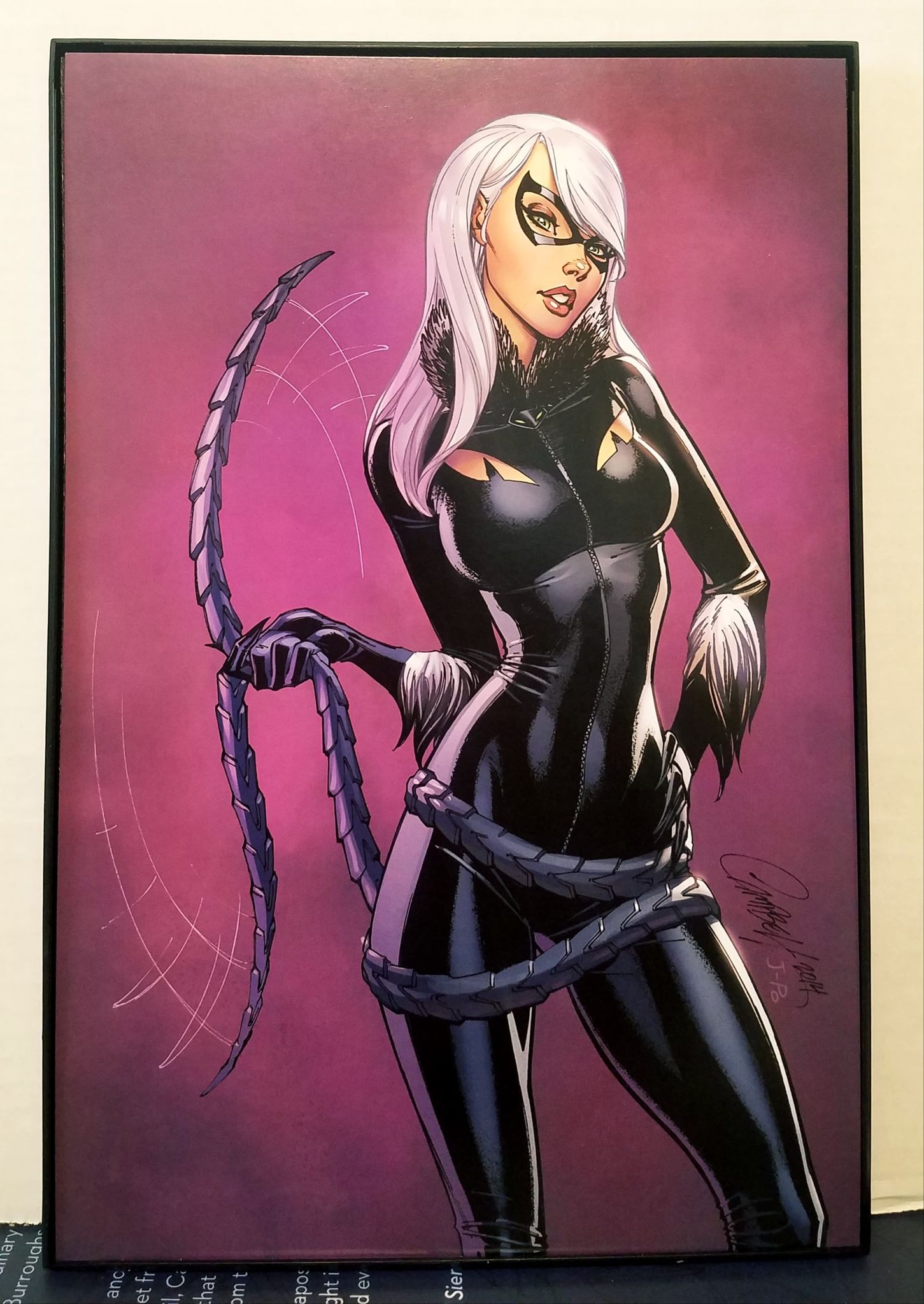 Black Cat by J. Scott Campbell 8x12 FRAMED Marvel Comic Art Piece