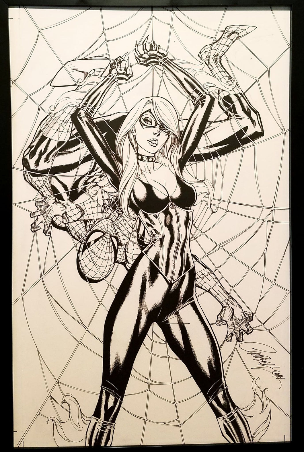 Spider-Man Black Cat by J. Scott Campbell 11x17 FRAMED Original Art Poster Marvel Comics