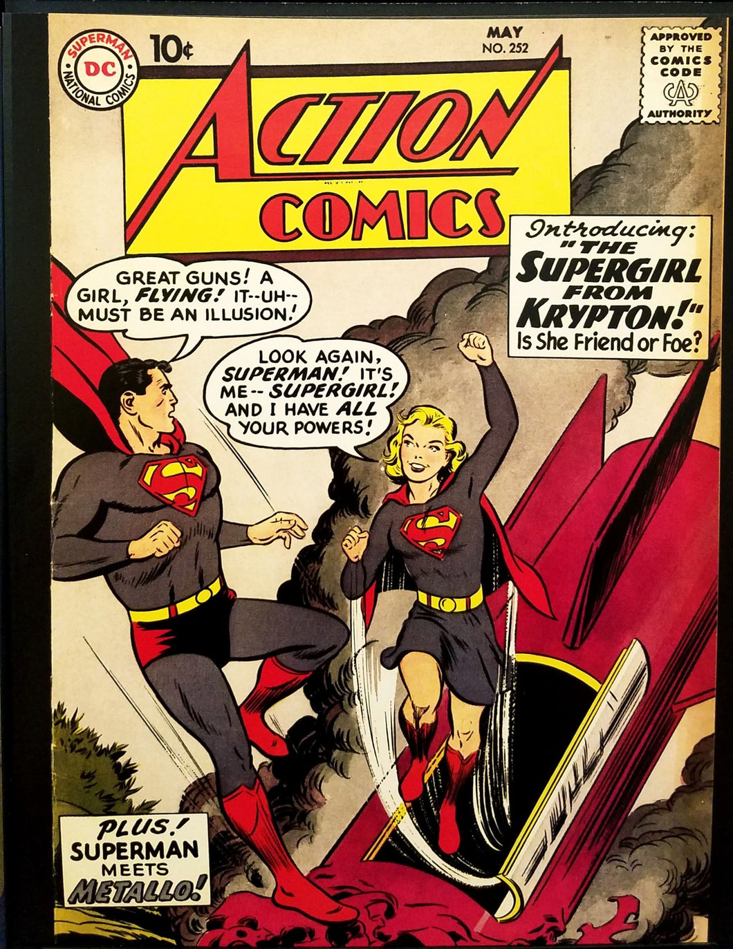 Action Comics #252 w/ Supergirl by Curt Swan 11x14 FRAMED Art Print, Vintage 1959 DC Comics