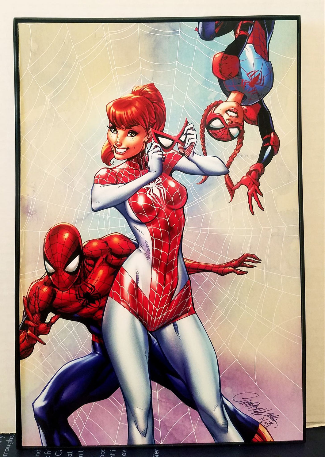 Spider-Man / Mary Jane by J. Scott Campbell 8x12 FRAMED Marvel Art Piece