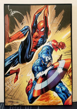 Load image into Gallery viewer, Captain America &amp; Spider-Man by J. Scott Campbell 8x12 FRAMED Marvel Art Piece
