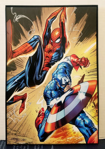 Captain America & Spider-Man by J. Scott Campbell 8x12 FRAMED Marvel Art Piece