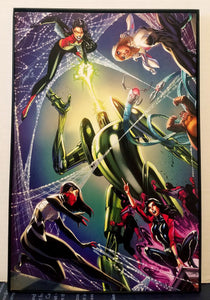 Spider-Verse w/ Gwen Silk by J. Scott Campbell 8x12 FRAMED Marvel Art Piece